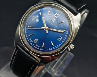 Relógio vintage Jaeger-LeCoultre Club: Restaurado, de corda manual suíça, azul.