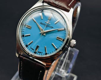 Vintage Jaeger-LeCoultre Club Watch: Restored Swiss Manual Winding Blue
