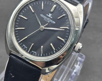 Vintage Jaeger-LeCoultre Club Watch – Black Dial Manual Winding Swiss Dress Style