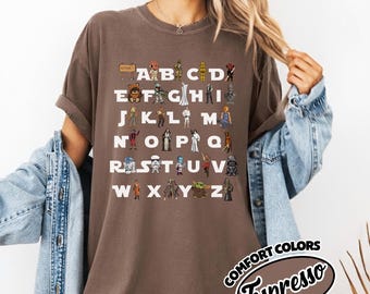 Comfort Colors Star Wars Alphabet A to Z Teacher T-shirt, Walt Disney World Teacher Appreciation Tee JBUA05