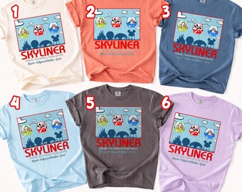 Comfort Colors Mickey and Friends Skyliner Shirt, Walt Disney World Travel Above Tee, Epcot Washed Tee JBU304