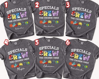 Comfort Colors Personalized Teacher Specials Crew Shirt, Sped Art Music Computer Media Matching Tees JBUA06