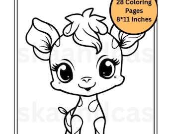 Libro para colorear de crías de animales para niños, 28 páginas de animales (descarga digital)