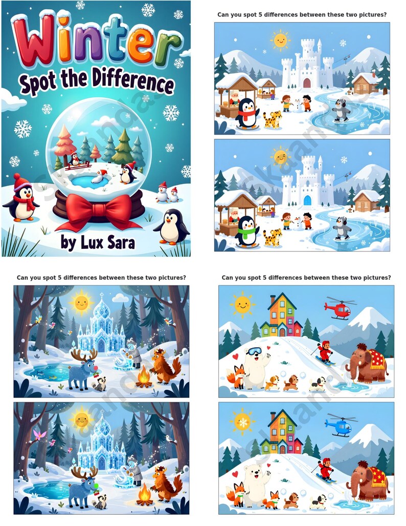 Winter Spot the Difference Puzzle | Kids Printable Activity (PDF) - Etsy