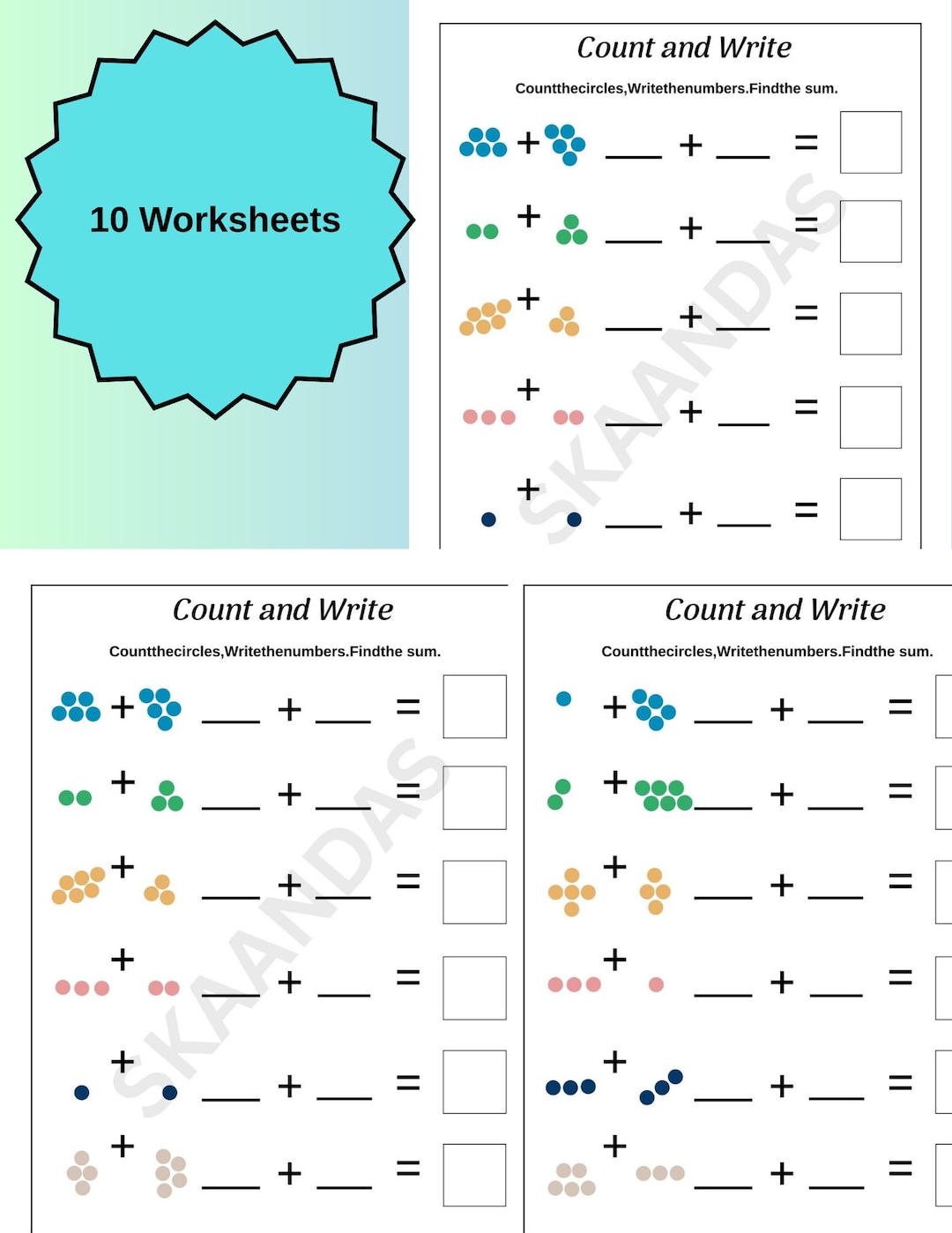 Kindergarten Count and Write Worksheets – Numbers 1-10 Math Practice ...