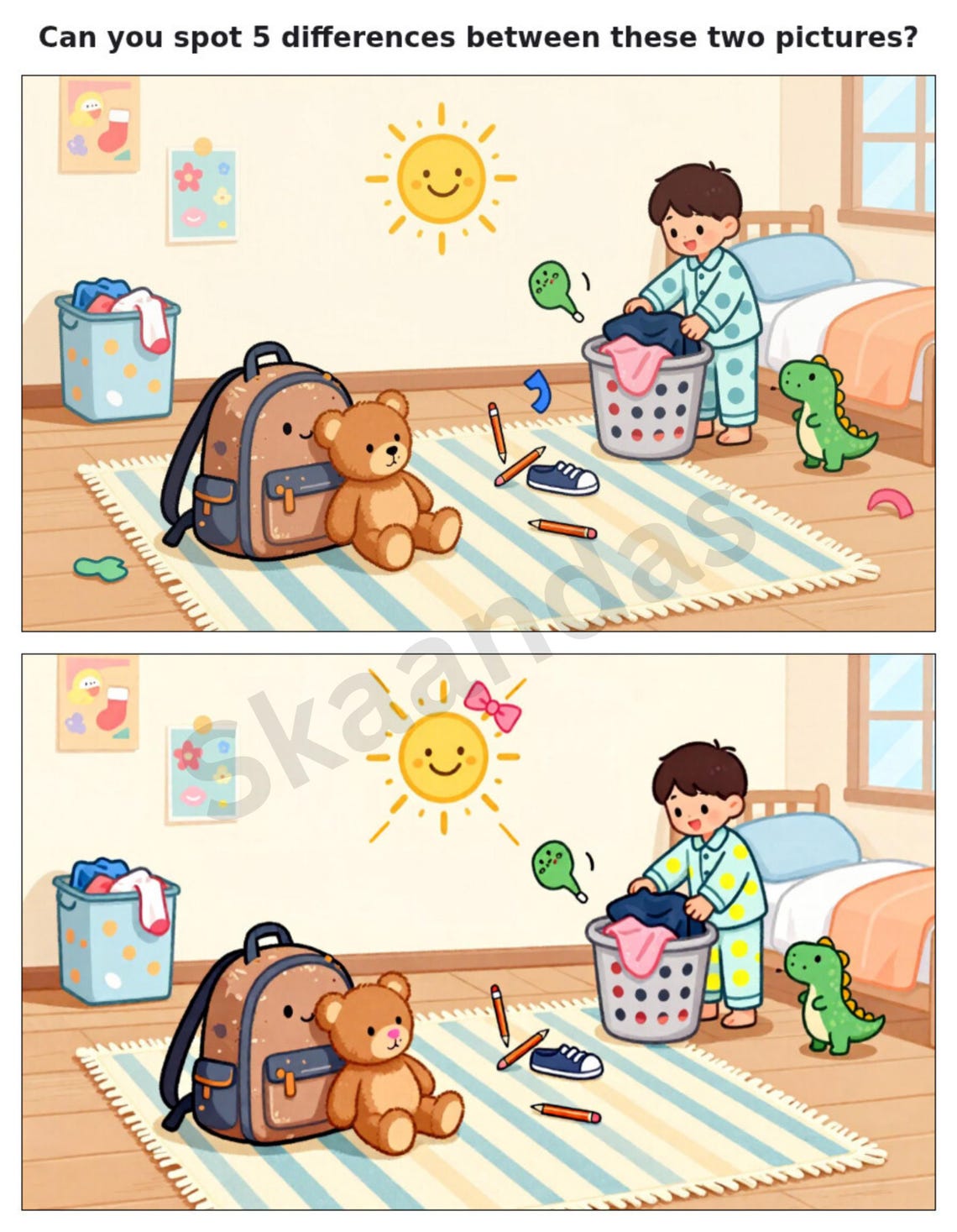 Spot the Difference Printable - School Theme 10 Worksheet With Answer ...