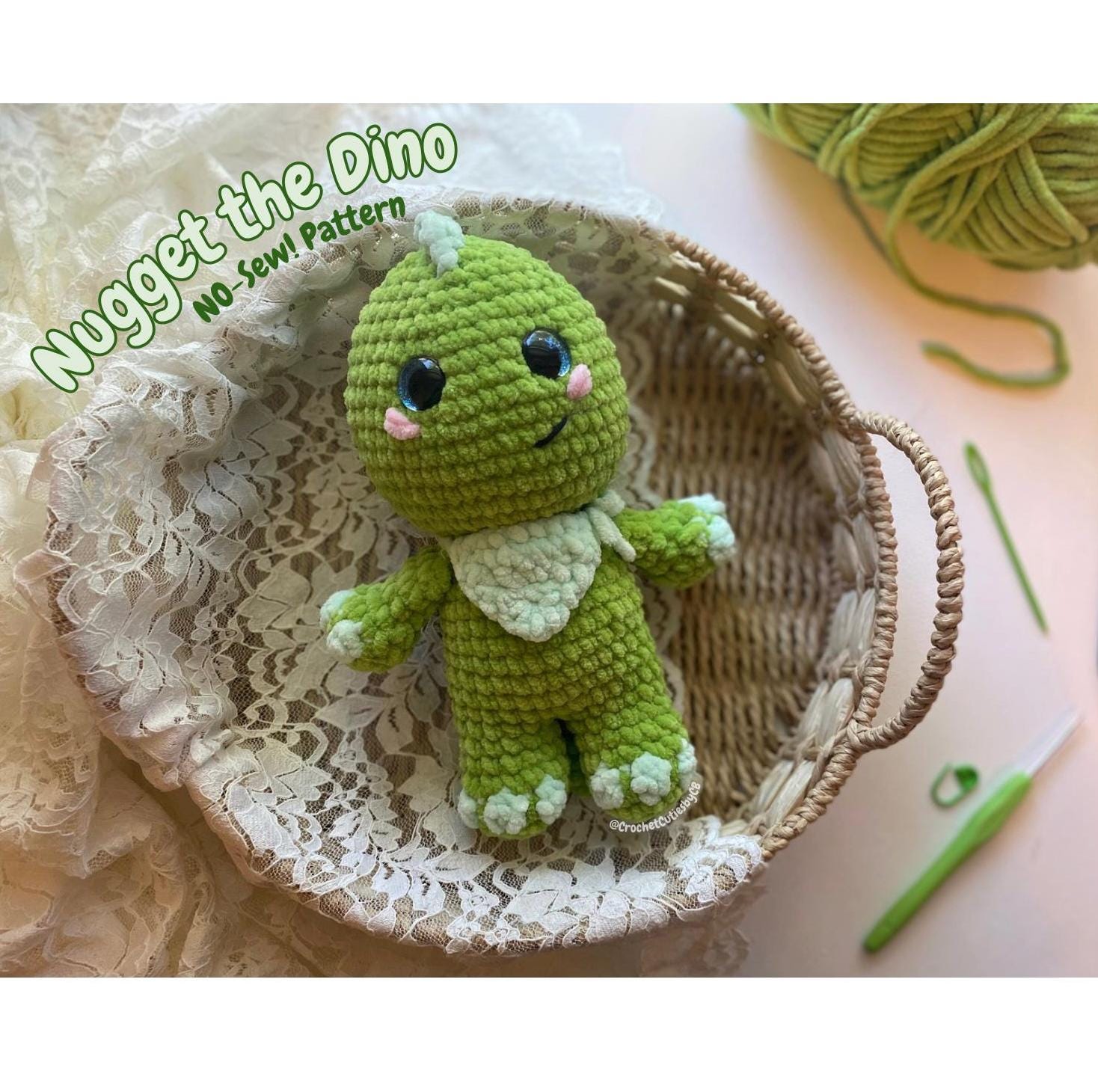 22 Dino Nugget Crochet Patterns for Playful Plushies, Pillows, and Giftable Makes 14 Nugget the Dino No-Sew Crochet Pattern