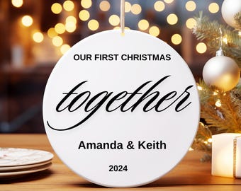 Personalized First Christmas Together Ornament: Porcelain Ceramic, Gift Box