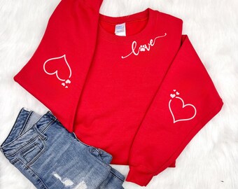 Valentine's Sweatshirt, Heart Elbow Patch, Love Heart Sweatshirt, Heart Arm Patches, Cute Valentine's Sweater, Teacher Valentine's Shirt