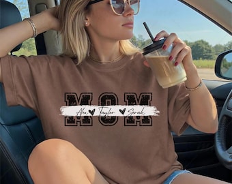 Custom Mama Shirt with Kid Name, Personalized Mom Tee, Minimalist Mommy Custom Gift for Mother, Custom Kid Name Shirt, Mother's Day