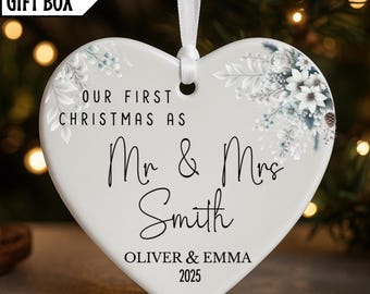 Personalized  Our First Christmas As Married Ornament,Wedding Gift,Personalized First Christmas Keepsake Ornament, Housewarming Gift