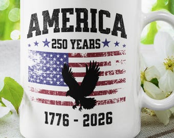 America 250 Mug,Patriotic Distressed USA Flag Eagle 1776-2026 Coffee Cup,America Anniversary Gift