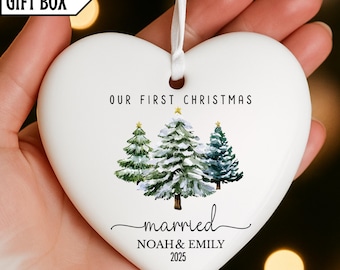 Personalized  Our First Christmas Married Ornament,Wedding Gift,Personalized First Christmas Keepsake Ornament, Housewarming Gift