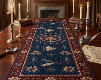 Patriotic 250th Anniversary Quilted Table Runner, Americana Home Decor, Red White Blue Stars, Independence Day Tablecloth