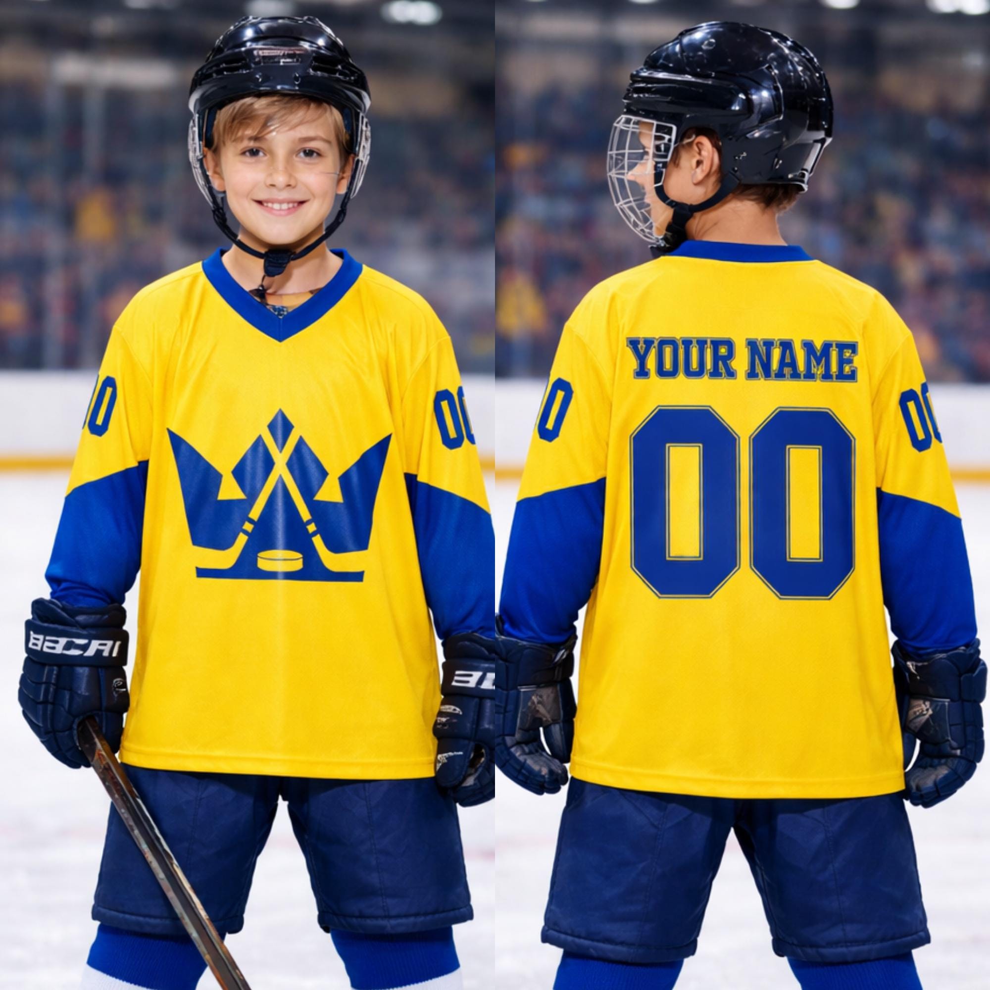 Maillot Hockey Sur Glace Suède Vintage - Sweat à Capuche Tg S Pour Supporter