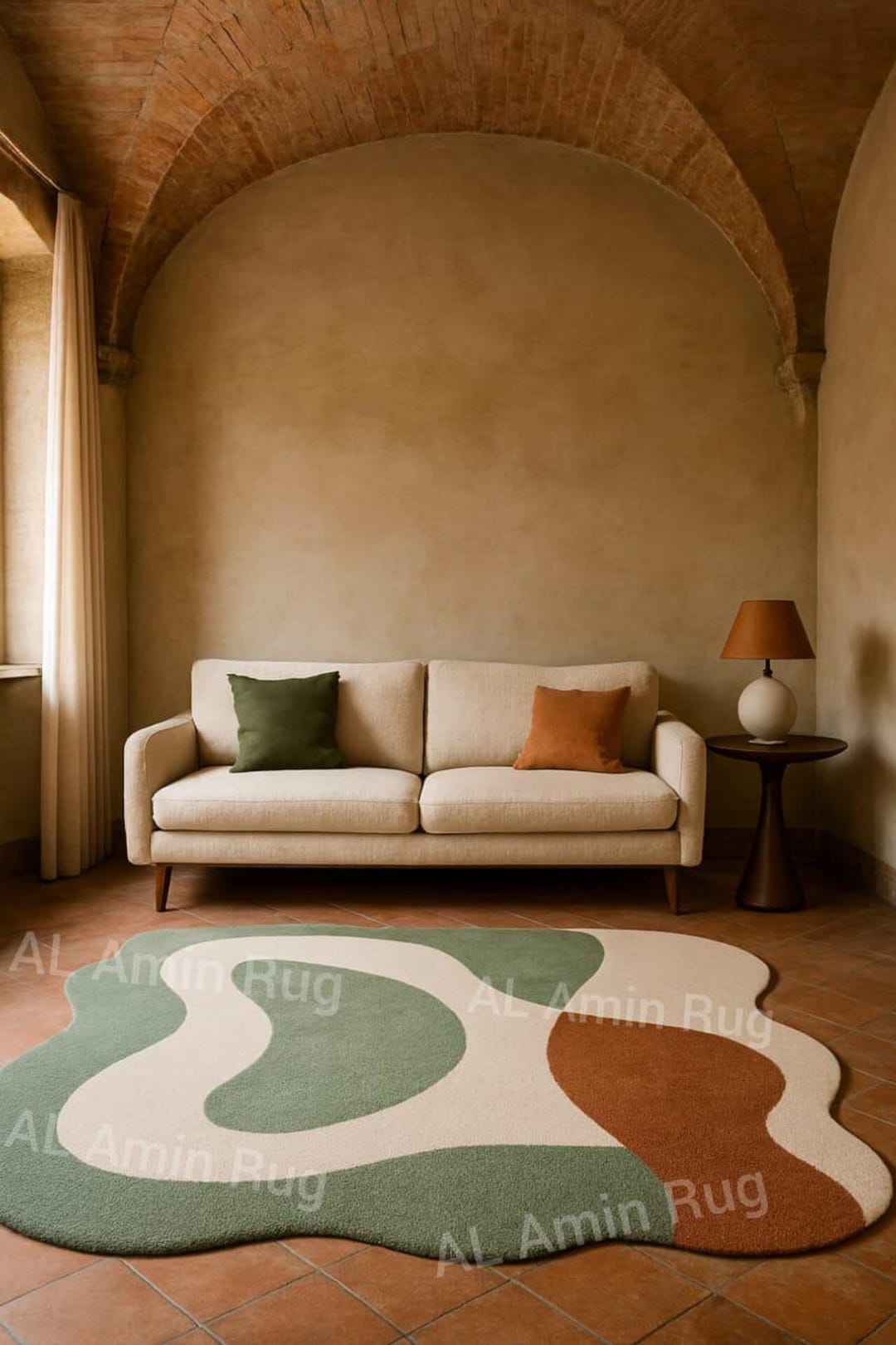 Ruggable Rust Color Rug Green Beige and Rust Colored Rug - Etsy