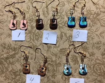 Take your pick of five beautiful guitar dangling earrings