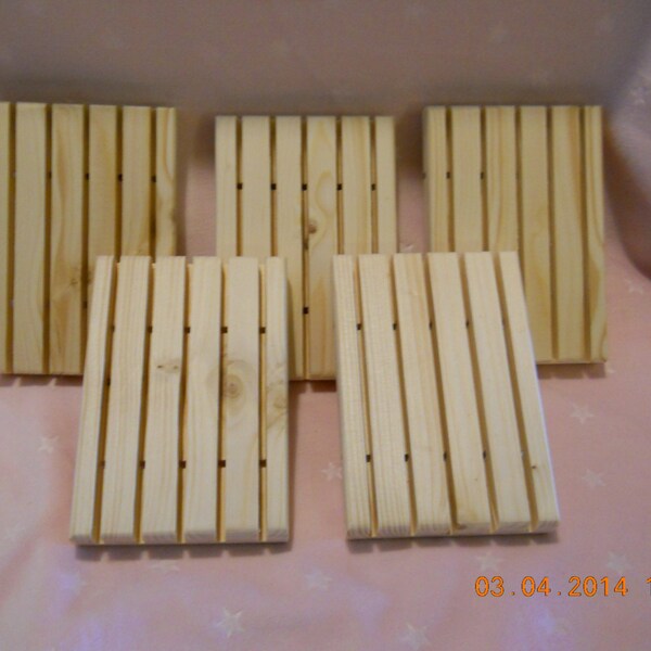 Free Shipping-5 Handmade wood/wooden soap dishes made of pine. These are extra large measuring 3" X 4". A must for the handmade soaps