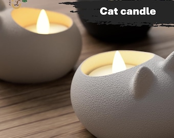 Moderne japandi kaarsehouder, kat vorm