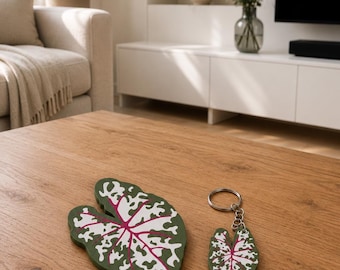 Caladium onderzetter, sleutelhanger, magneet en andere
