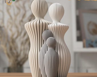 Moderne familie beeldjes - 2 kinderen