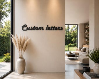 Aangepaste 3D-letterlogo-letters voor uw unieke muurontwerp, Zelfklevend, Gepersonaliseerd, Lettertype Harlow Italic