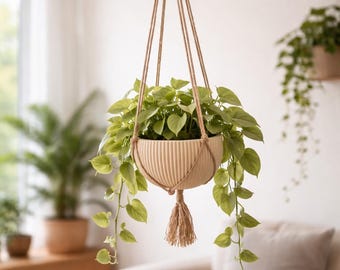 Macramé Plantenhouder – Handgemaakte Hangende Plantenhanger voor Binnen