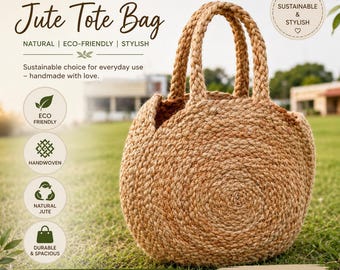 Sac cabas en jute fait main, sac à main tissé naturel, sac de plage bohème, sac bandoulière écologique, sac d'été