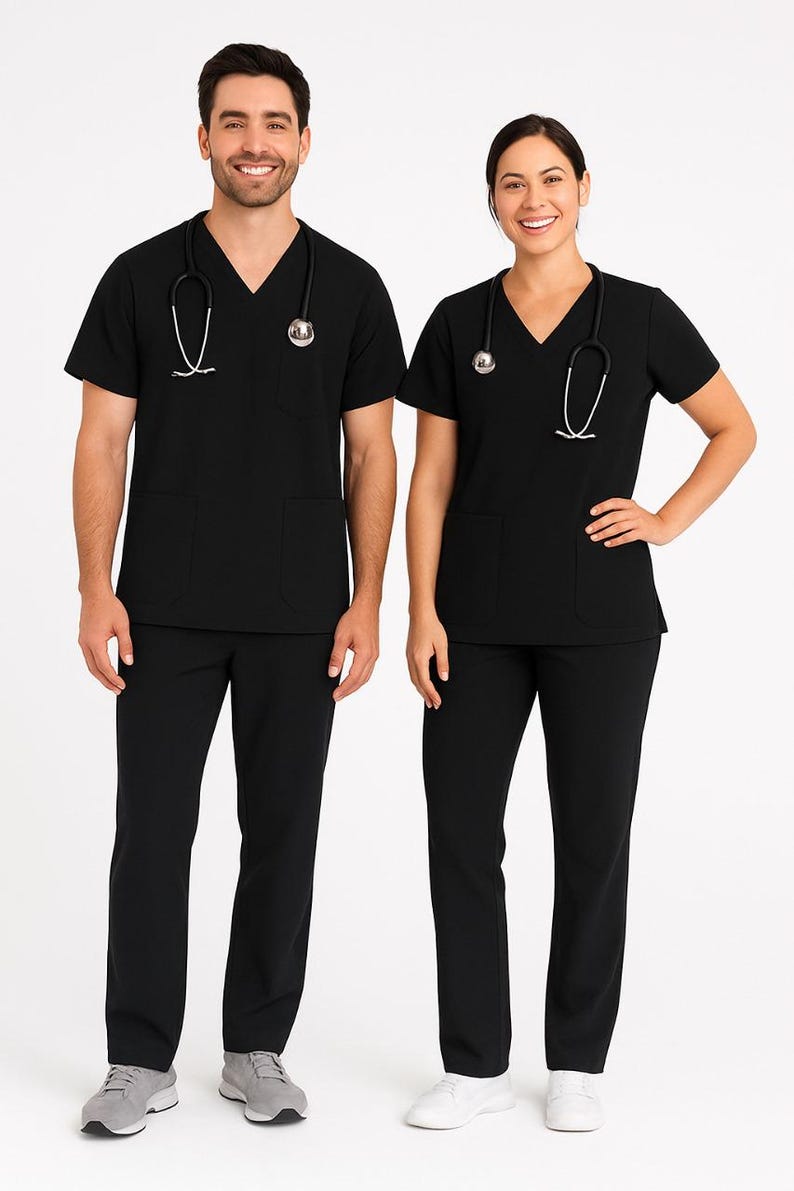 Unisex V-neck Scrub Set, Poly-cotton Blend Medical Uniform, Mauve/dusty ...