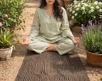 Handmade Jute Yoga Mat, Natural Woven Meditation Mat, Eco Friendly Exercise Mat, Boho Wellness Decor