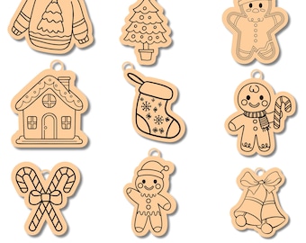 Gingerbread Ornaments SVG Bundle: Glowforge, Cricut Laser Cut File (Digital Download),