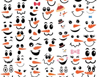 42 Snowman Faces SVG Bundle: Christmas Cricut Cut Files (Digital Download)