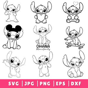 Stitch And Lilo SVG, Stitch svg out-line bundle, Angel svg, stitch clipart, stitch png, lilo Cartoon Svg, stitch svg cricut, silhouette svg, image 2