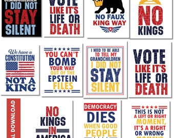 10 No Kings Protest Signs,We Have a Constitution,Anti-Trump Posters,Political Activist RallySign,Political Demonstration,ResistFascismPoster