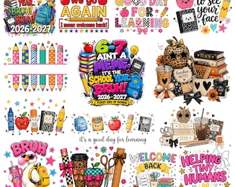 Back To School Png Bundle, First Day of School png,Teacher Appreciation,School PNG,Preppy School sublimation,Teacher School Supplies,Digital