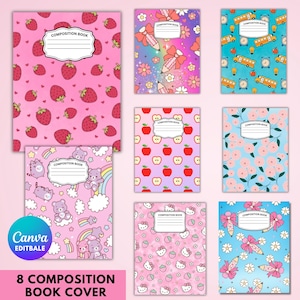 Composition Notebook Covers, Composition Book Cover template, Canva Composition Notebook Designs, Back to School Printable, Digital Download
