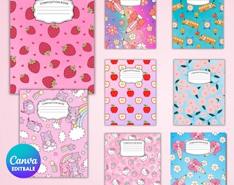 Composition Notebook Covers, Composition Book Cover template, Canva Composition Notebook Designs, Back to School Printable, Digital Download