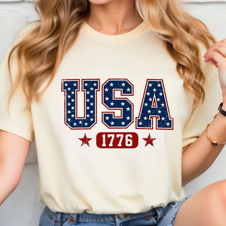 USA Shirt png, Preppy 4th of July Sublimation Design, Patriotic USA Stars PNG, Trendy Cute Fourth of July Veterans Girly Digital Download image 4