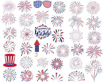 4th Of July Svg Bundle Fireworks Svg & Png 4th of July firework more than 100 files fireworks Png Svg elements fireworks clipart PNG files