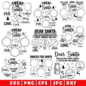 10 Dear Santa Tray SVG-bundel, kerst-SVG, Santa Tray SVG, Santa Plate SVG, Santa Milk Cookies SVG, Cookies for Santa SVG, wortel SVG Cricut
