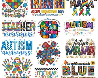 12 Autism Awareness Bundle Png, Everyone Communicates Differently Png, Autism Png, Autism Month png, Autism Mom Png, Autism shirt png
