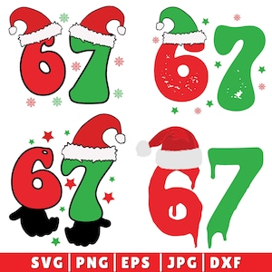 4 Santa 6 7 SVG, Six Seven Meme Png, 6 7 Santa Png, Cricut, 6 7 Tomtehatt Svg, Jul Rolig Svg, Viral Citat Svg, sublimering, Jul 67 Svg.