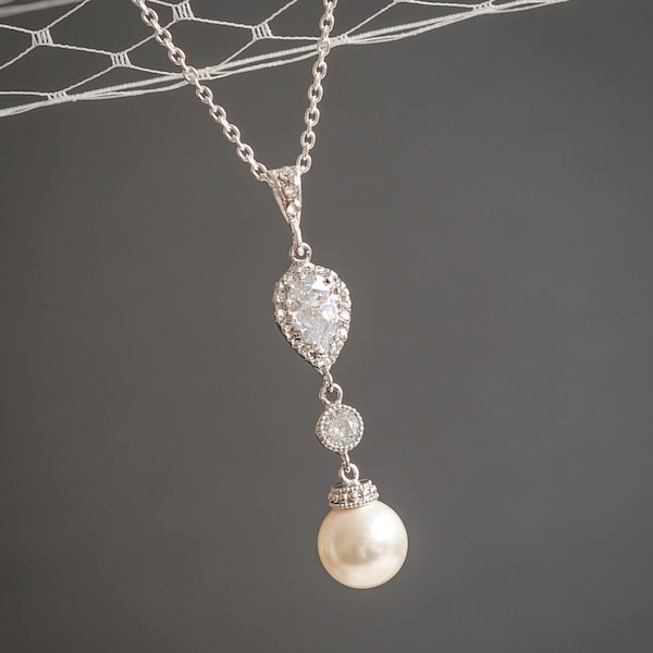 Collier Fantaisie Blanc/turquoise/argenté - Mariage Cérémonie - Pas Cher