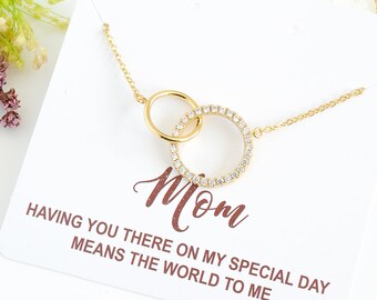 Mother of the Bride Gift, Mother of the Groom, Rose Gold, Silver, Gold, Interlocking Circle Pendant Necklace, Mothers Jewelry, ELAINE