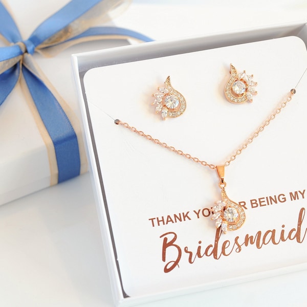 Bridesmaid Jewelry SET, Mother of the Bride Gift, Mother of the Groom Jewelry, Crystal Necklace and Earrings SET, Bridal Stud Earrings,KEILY