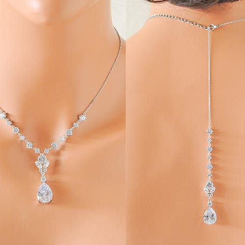 Wedding Necklace Backdrop Bridal Necklace Crystal Bridal Etsy