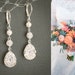 PHILBERTA, Modern Vintage Style SWAROVSKI Teardrop Crystal Earrings, Statement Bridal Jewelry, Pearl and Rhinestone Bridal Earrings 