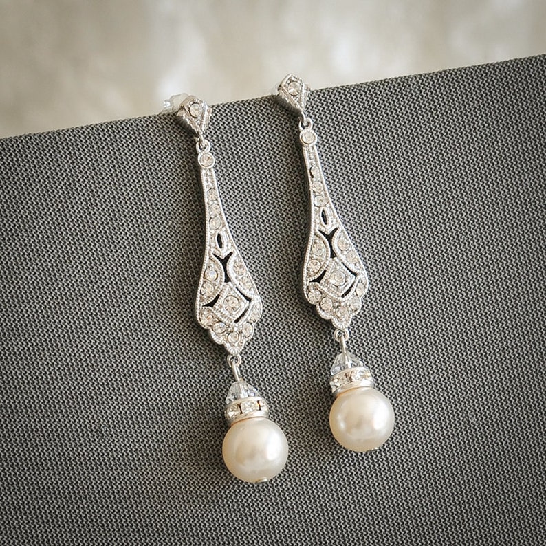 Bridal Earrings Wedding Earrings Swarovski Pearl Drop