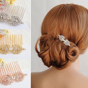 Bridal Hair Comb, Rose Gold Wedding Hair Comb, Crystal Hair Pin, Wedding Hair Jewelry, Bridal Wedding Hair Accessories, Gold Hair Pin, GRACE