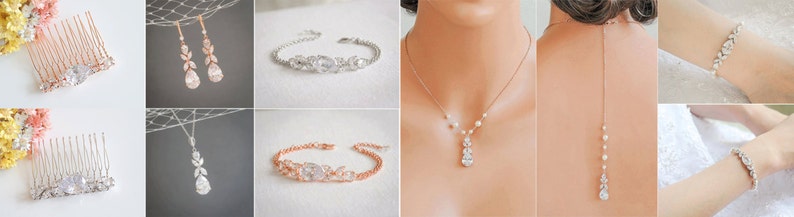 Clover Leaf Hair Clip Wedding Hair Comb Crystal Headpiece HARRIET Bridal Hair Jewelry Rose Gold Bridal Hair Comb Teardrop Hairpin